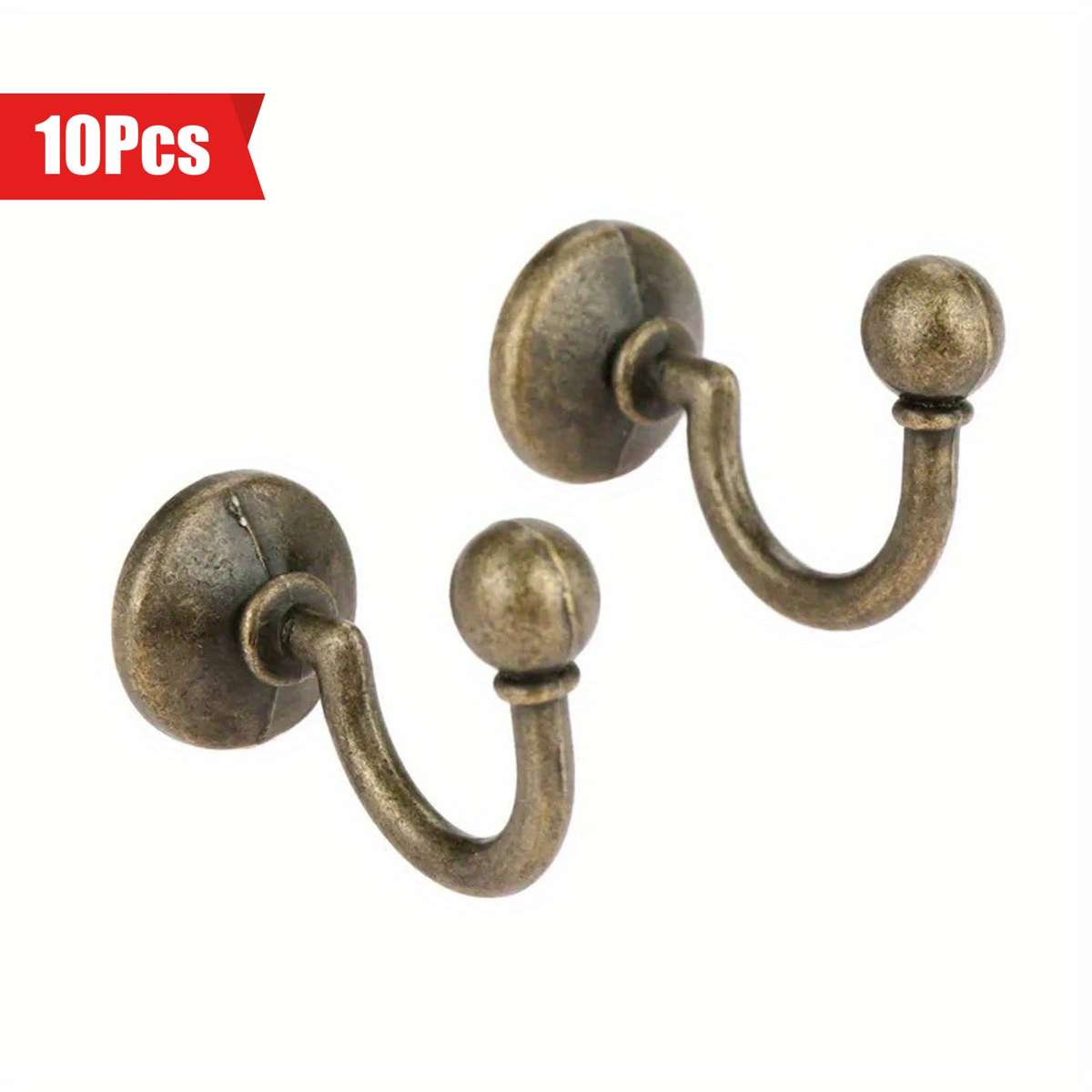 Set Of 10 Vintage Style Bronze Wall Hooks Metal Hangers Quantity 10pcs