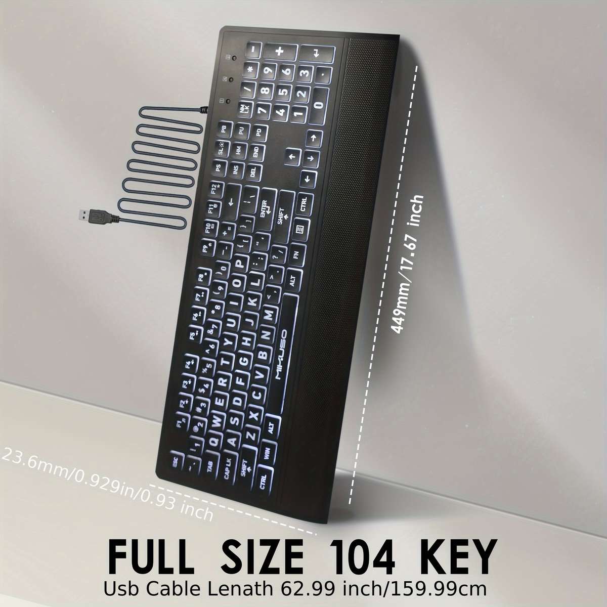 Large Font Wired Keyboard