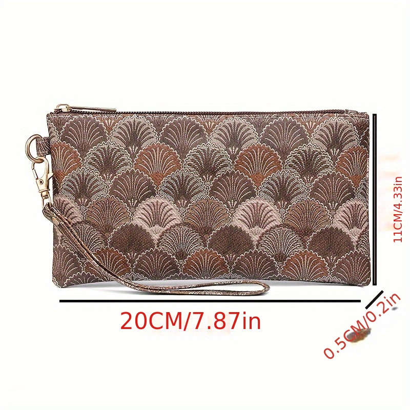 2024 Chic Vintage-Inspired Womens Walletslim Zippered Clutch With Wrist Strap Soft Synthet