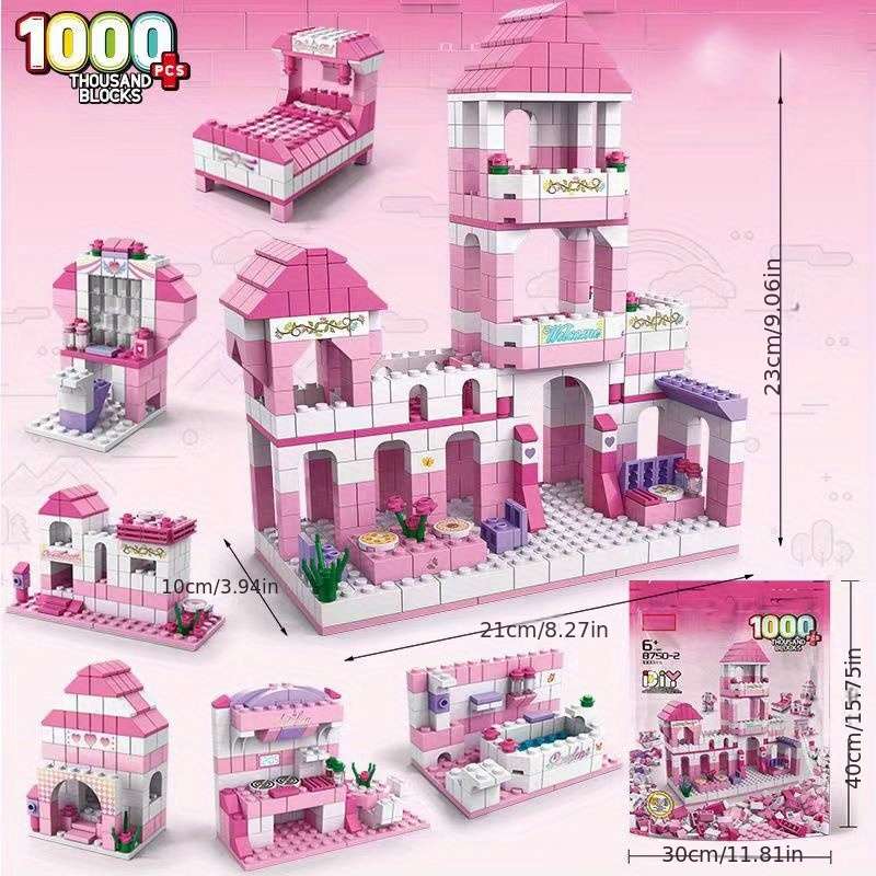 Building Toy Architectural Model Toy Set Color Pink Castle