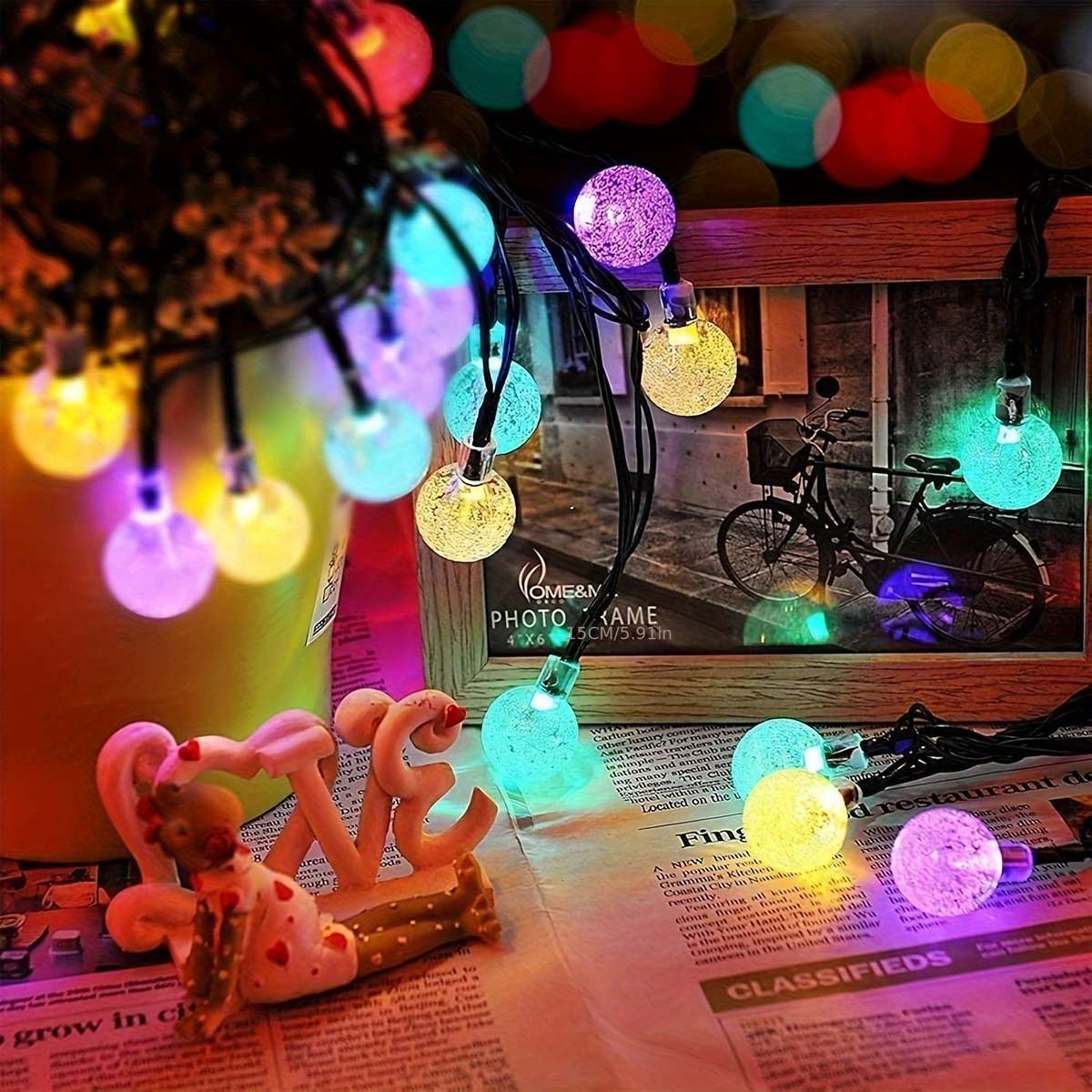 100Led Solar Bubble String Lights 7M