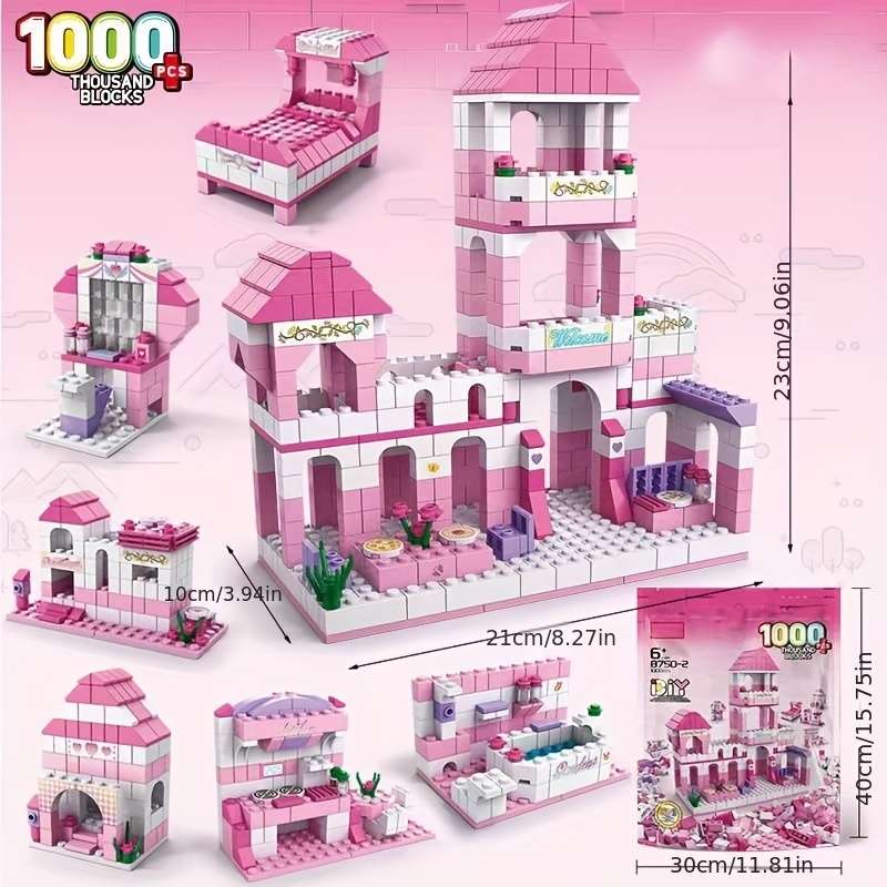 Building Toy Architectural Model Toy Set Color Pink Castle