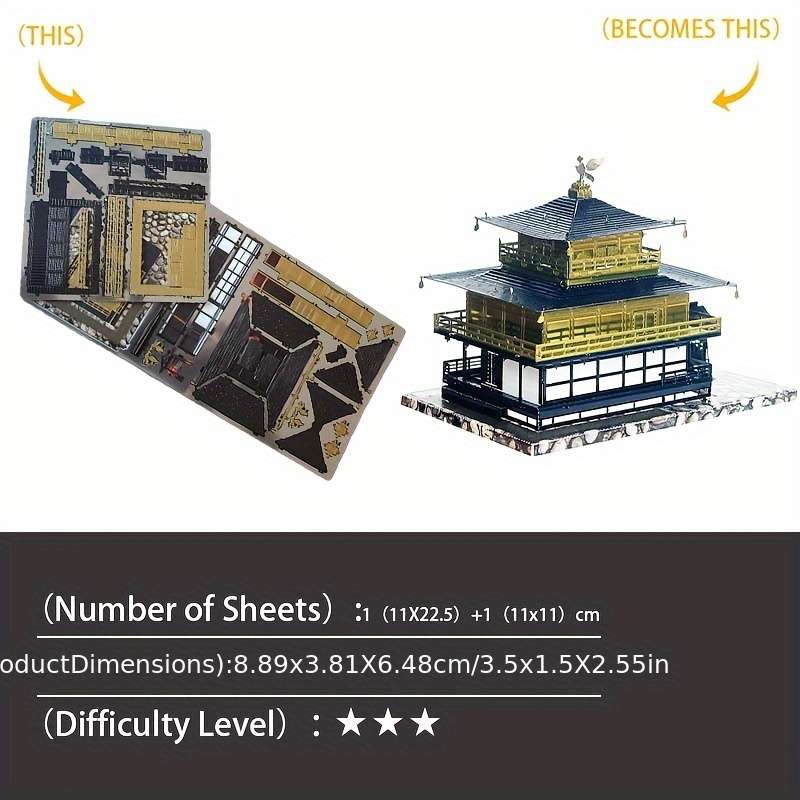 3D Building Model Puzzle Set Model Kinkaku Ji Temple  Japan
