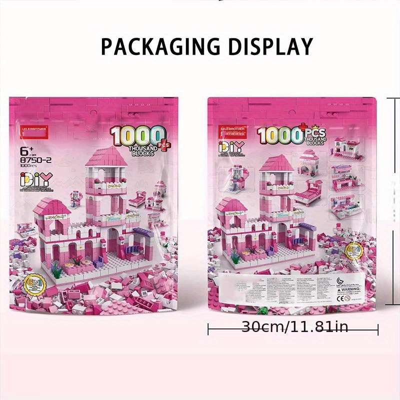 Building Toy Architectural Model Toy Set Color Pink Castle