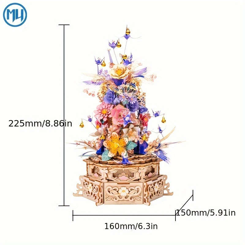 3D Puzzle Musical Instrument Model Items Drunken Flower   Music Box