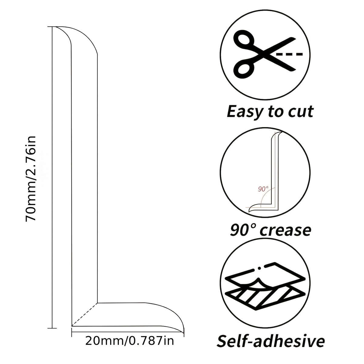 Skirting Board 6 Meters Long 50*20Mm White Pvc Selfadhesive Soft Kick Line 1 Yellow Scraper