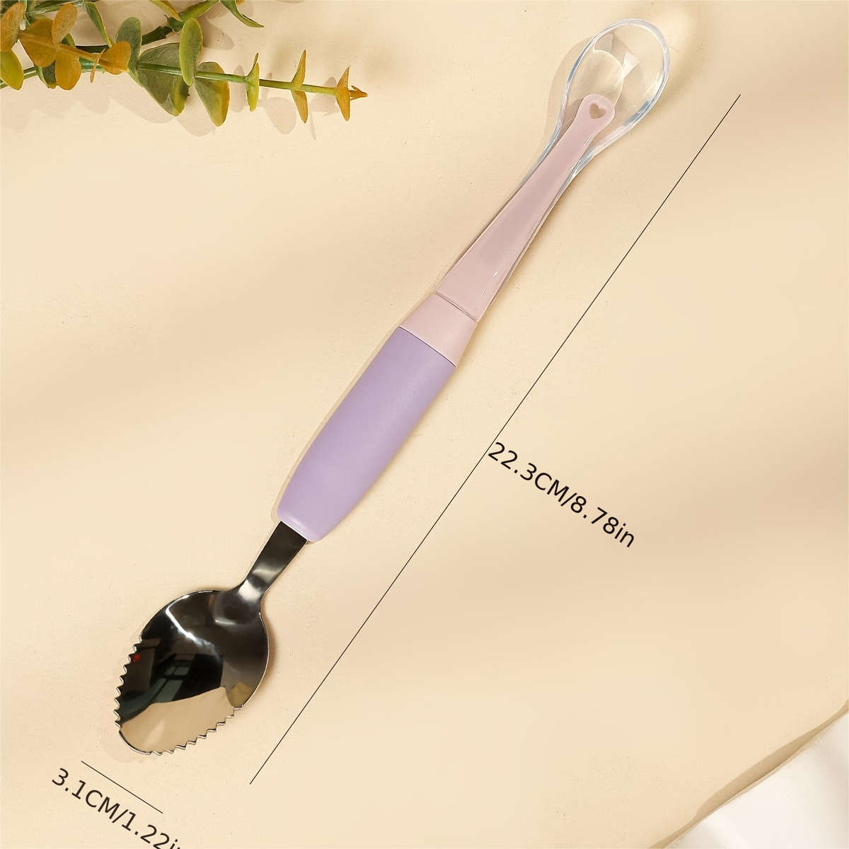 1pc 2in1 Youngsters Feeding Spoon Silicone Stainless Steel Perfect for Youngsters Youngs