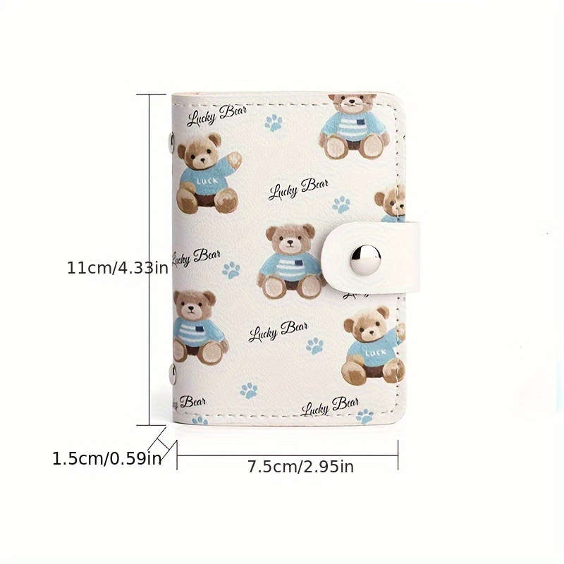 Cute Bear Design Women'S Credit Card Walletcompact With Multiple Slots Id Drivers License Hol
