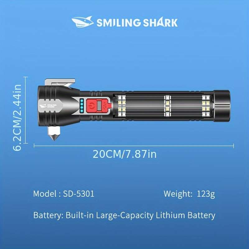 Professional Smiling Shark Emergency Torch Light Rechargeable Solar Travel