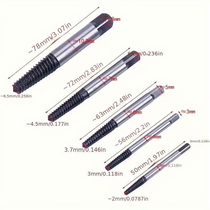 5-Piece Steel BrokenBBolt And Screw Remover Set