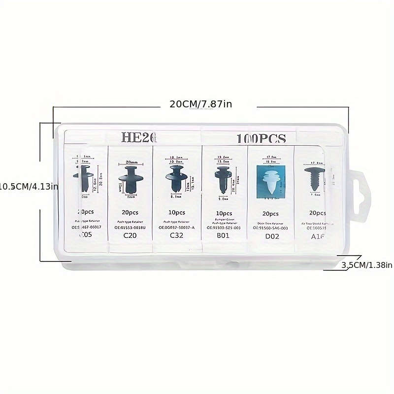 100Pcs Premium Durable Universal Car Retainer Clips Plastic Fasteners Equipment