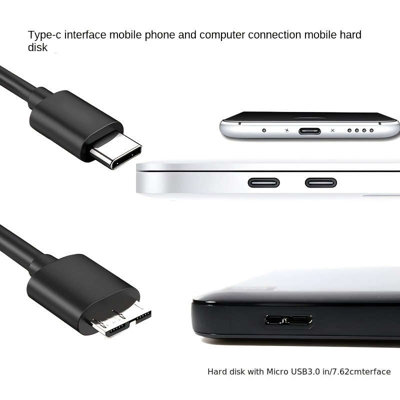 1pc High-Speed USB 3.0 Data Transfer Cable for Mobile Hard Drives AM to MicroB Connector 5GB