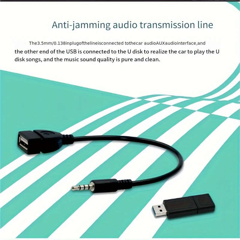 1pc Car Aux Conversion Usb Cable CD Machine MP3 Audio Cable USB To 3.5mm Audio T-port Plug Conn