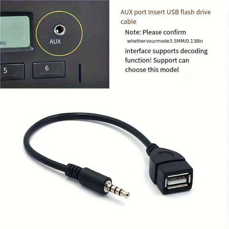 1pc Car Aux Conversion Usb Cable CD Machine MP3 Audio Cable USB To 3.5mm Audio T-port Plug Conn