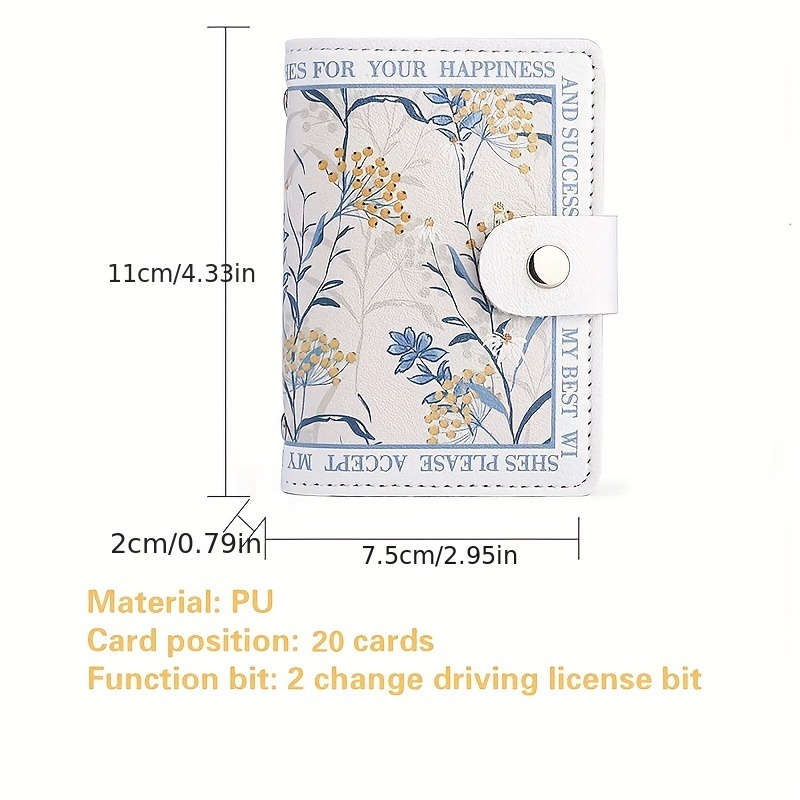 Elegant Large Capacity Card Holder Faux Leather Bi-Fold Wallet With Snap Closure Multi-Car