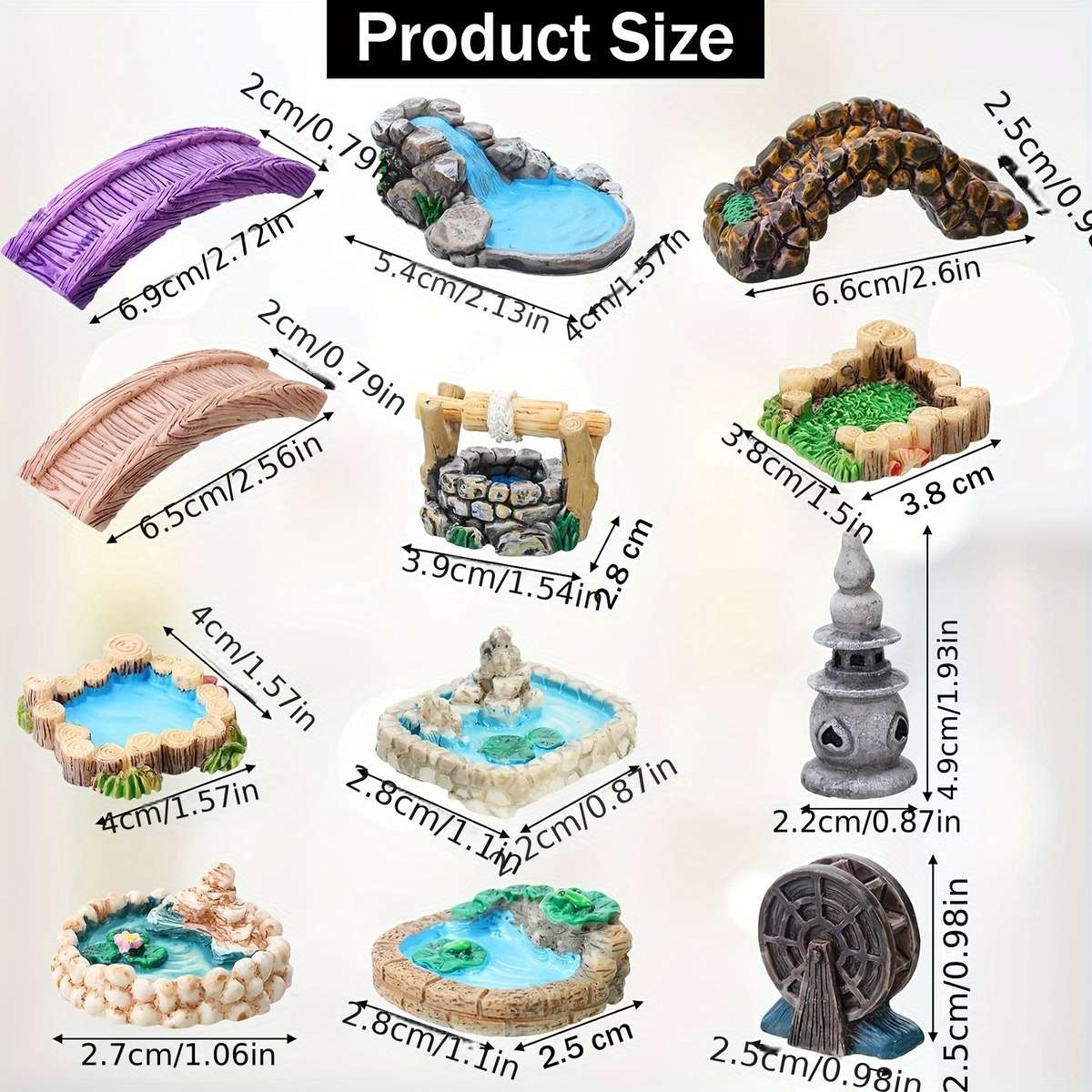 10Pcs 12Pcs 18Pcs Country Fairy Garden Set