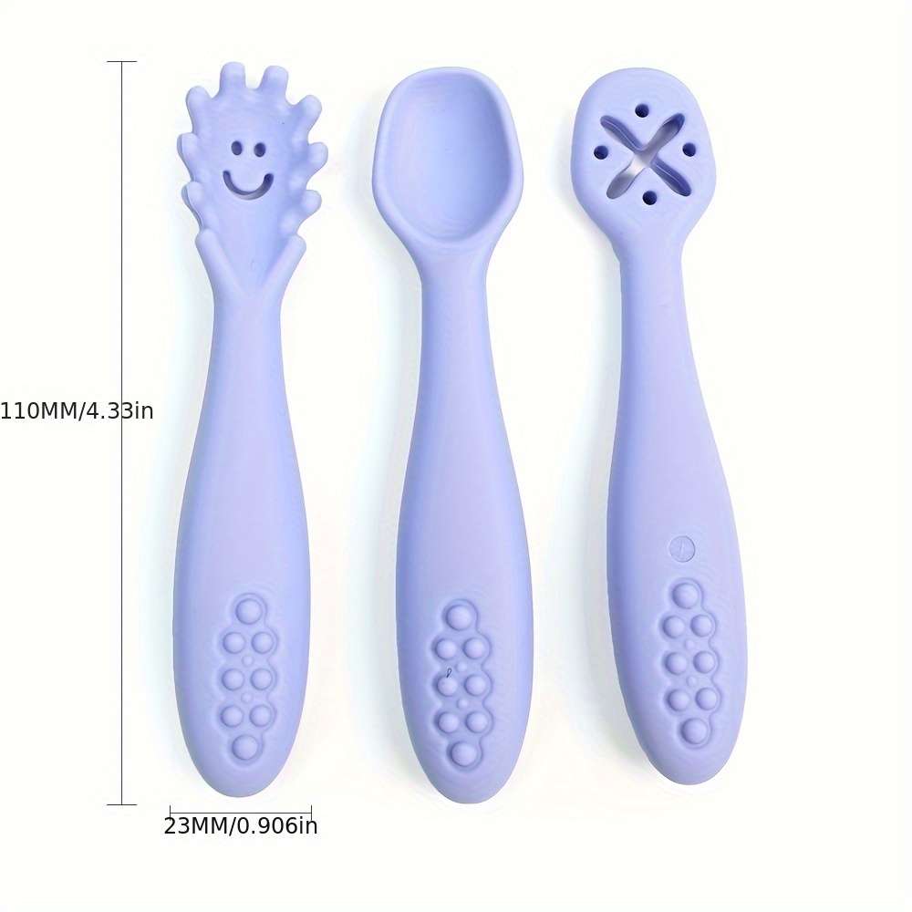 3pcs set Silicone Feeding Spoons for Youngsters Silicone Spoons for Easy Grasping Licking S