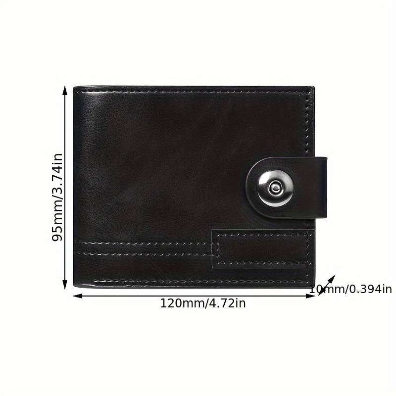 Sleek Faux Leather Boys' Wallet With Magnetic Snap Closure Stylish Brown Billfold