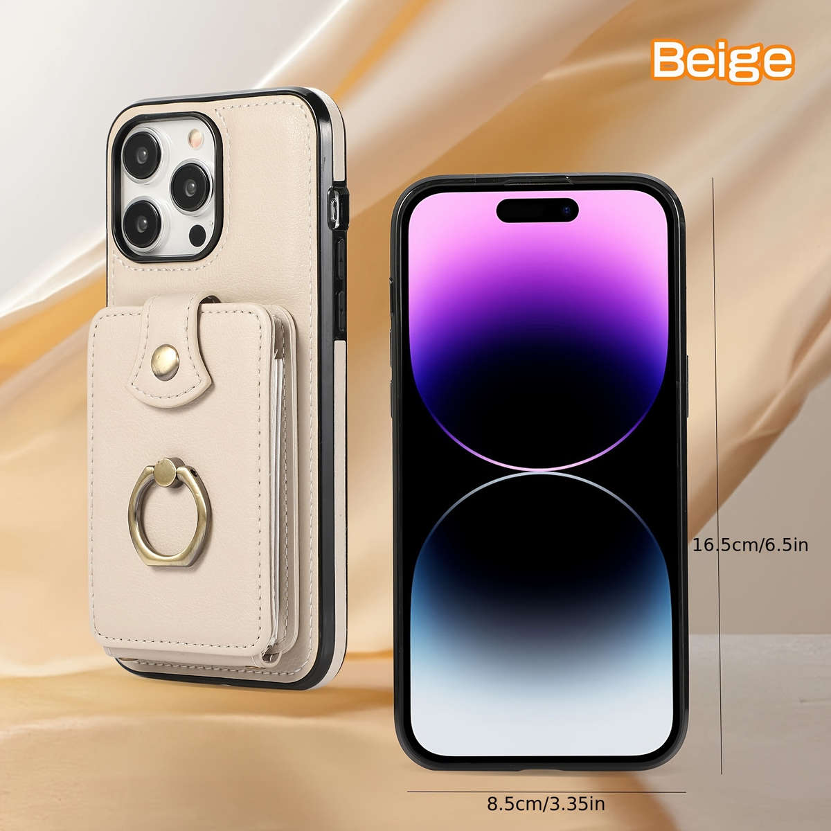 1Pc Beige For iPhone 16e Protective Case Wallet Phone Case