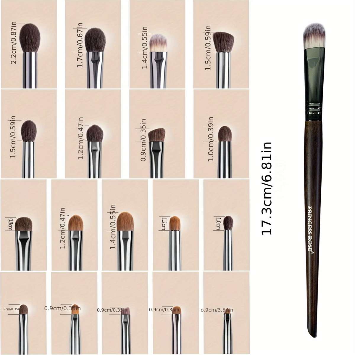 Makeup Brush Set Color Chocolate Brown Quantity18Pcsbox