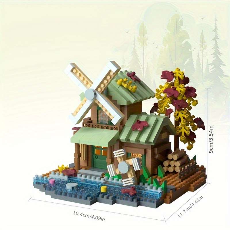 Building Toy Architectural Model Toy Set Items Romantic Windmill Wooden House