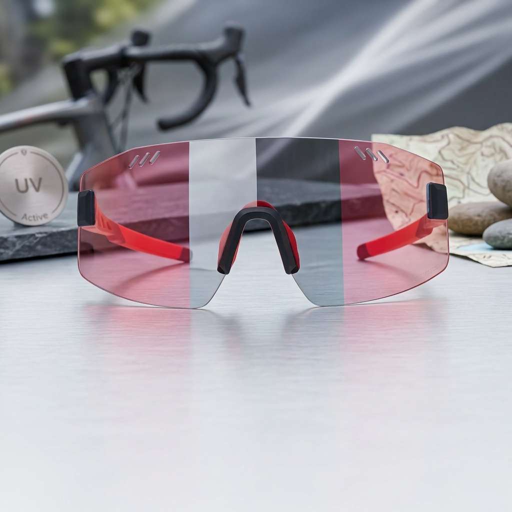 Cycling Glasses Color White Photochromic Blue