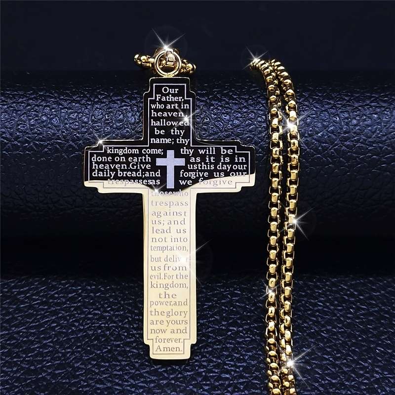 Plated Christian Scripture Cross Pendant Gold