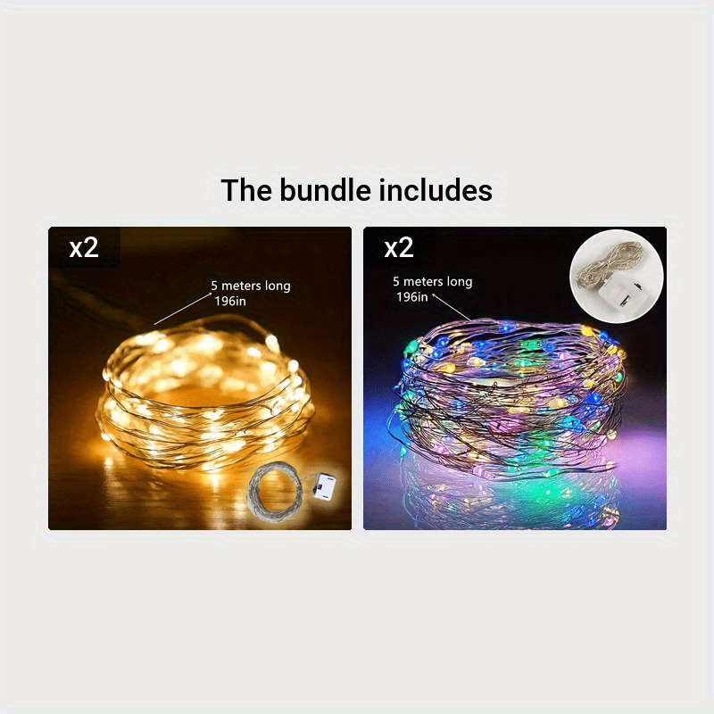 String Lights Items Warm White 5 Meters*2 Colorful 5 Meters*2