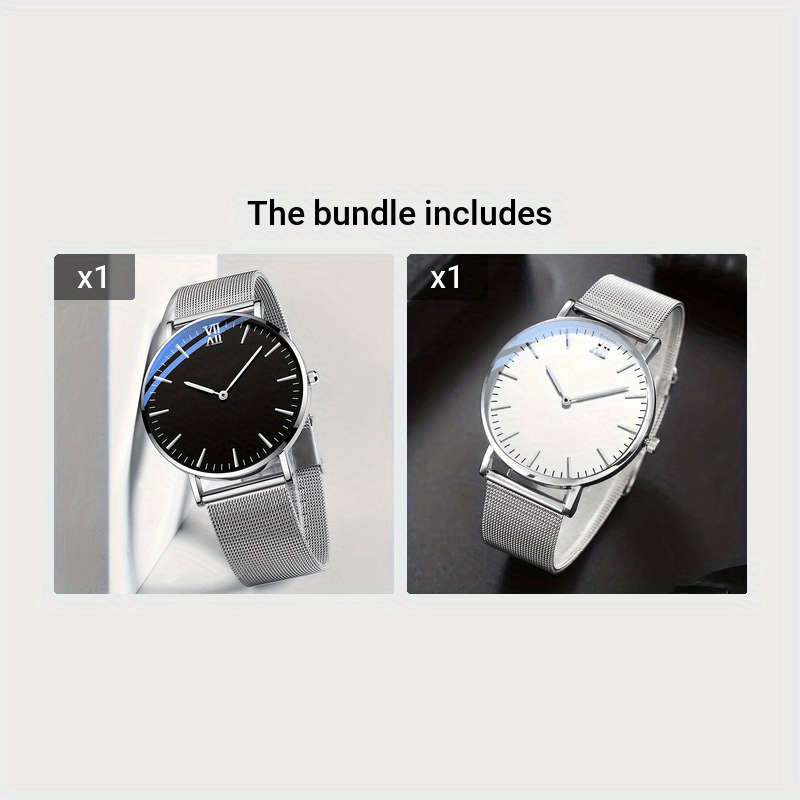 Premium Men Business Quartz Watch With Strap Silvery With White