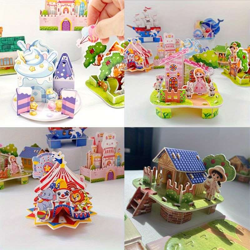 3D Building Model Puzzle Set Style Random Quantity 4 Pcs