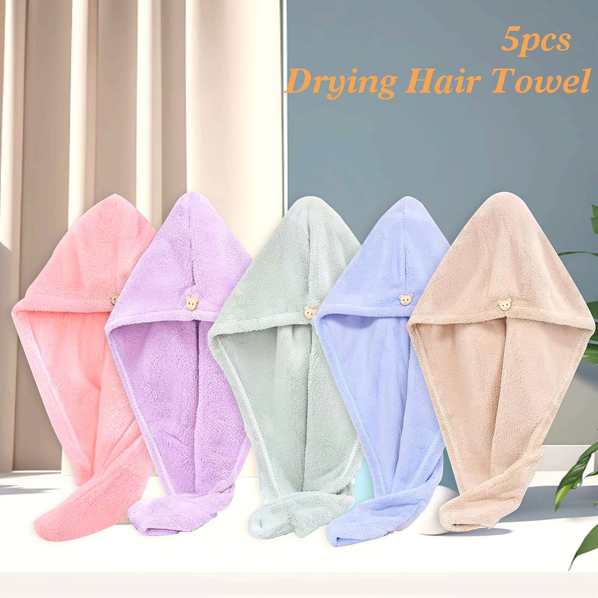 Hair Turban 5 Pack Mixed Colors