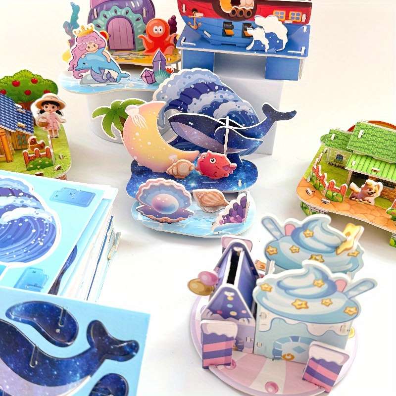 3D Building Model Puzzle Set Model Random Quantity 4 Pcs