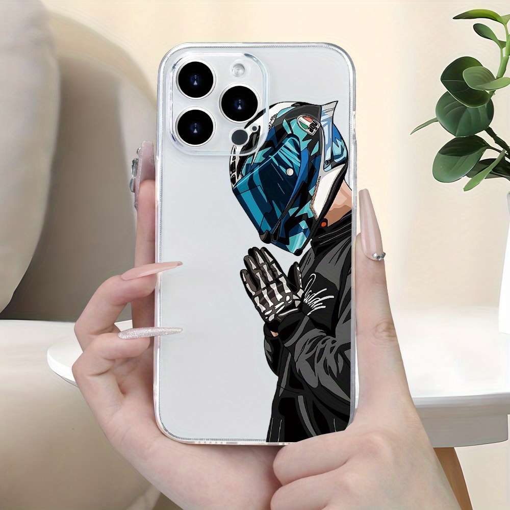 1Pc Transparent For iPhone XS Motorcycle Boy Phone Case