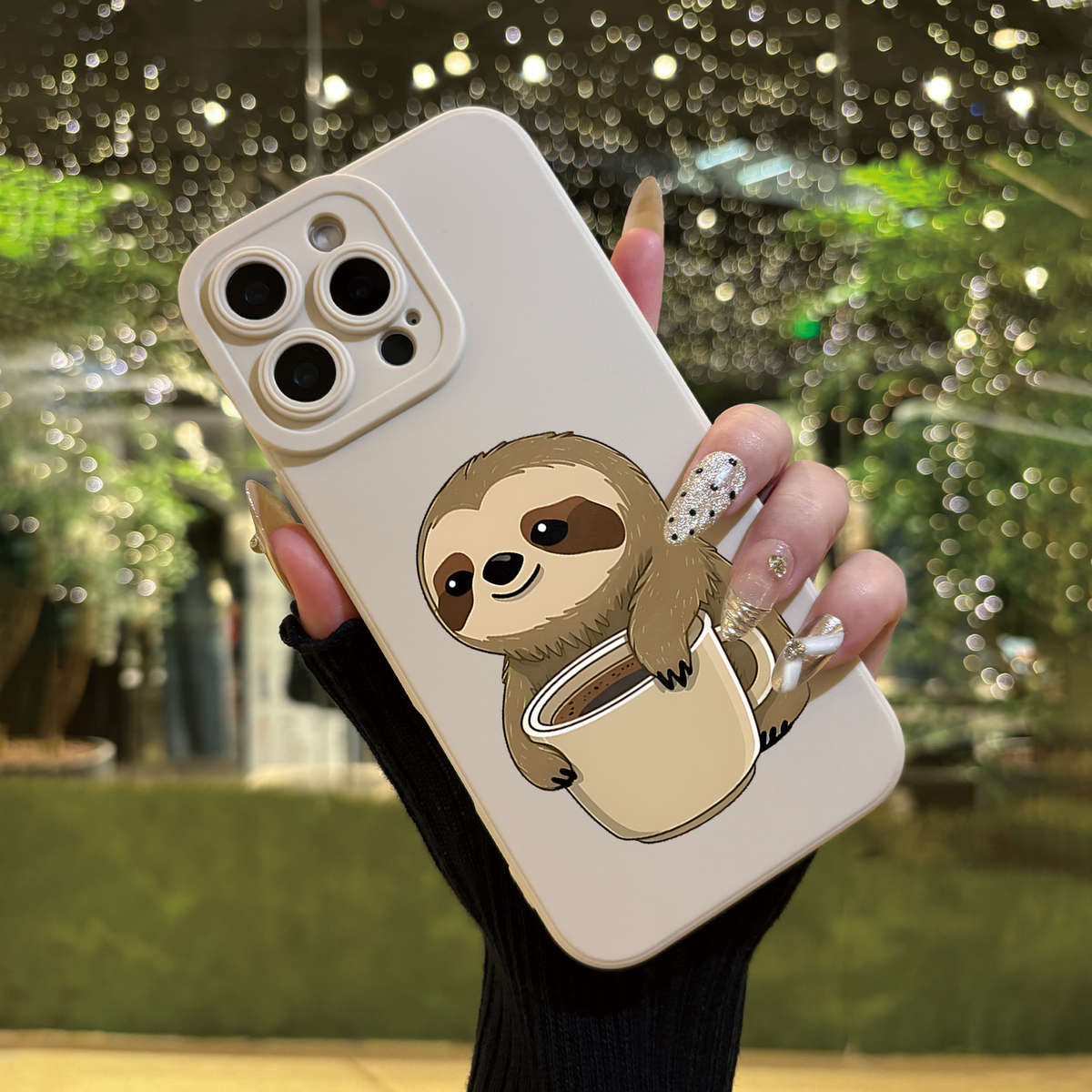 1Pc White For iPhone 12 Cute Cartoon Sloth Phone Case