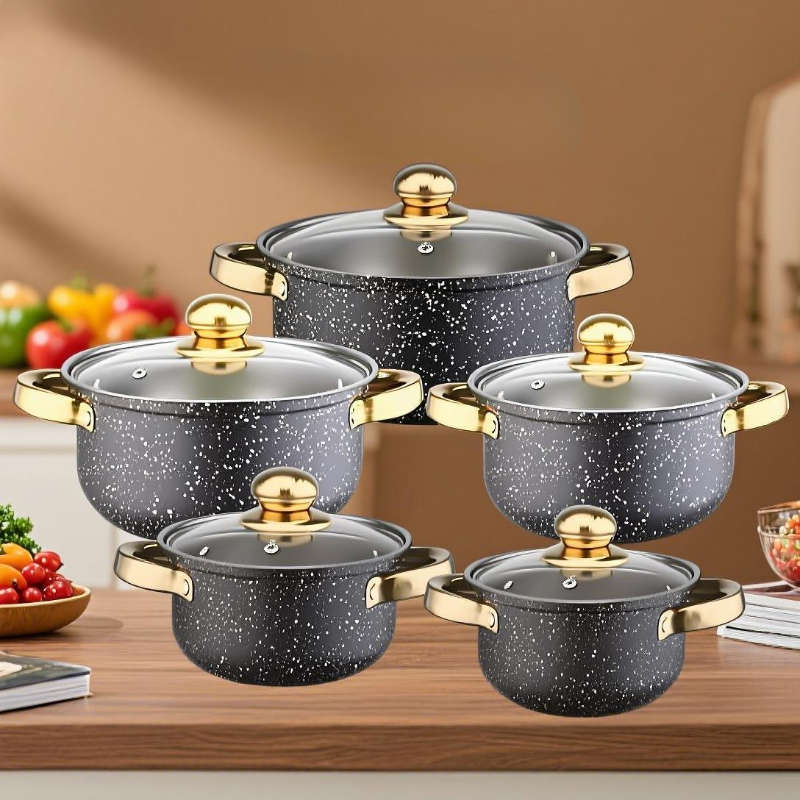 5Pcs Premium Stainless Steel Cookware Set With Lids Kitchen