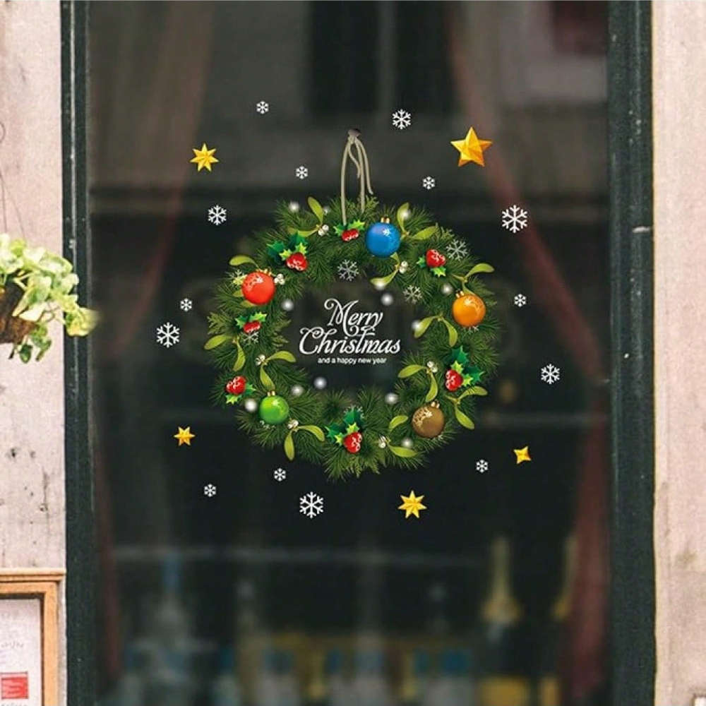 Christmas Decorations Style Christmas Wreath Window Sticker