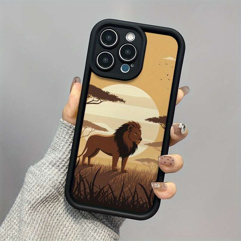 1Pc Mixed Color For iPhone 15 African Savanna Lion Phone Case