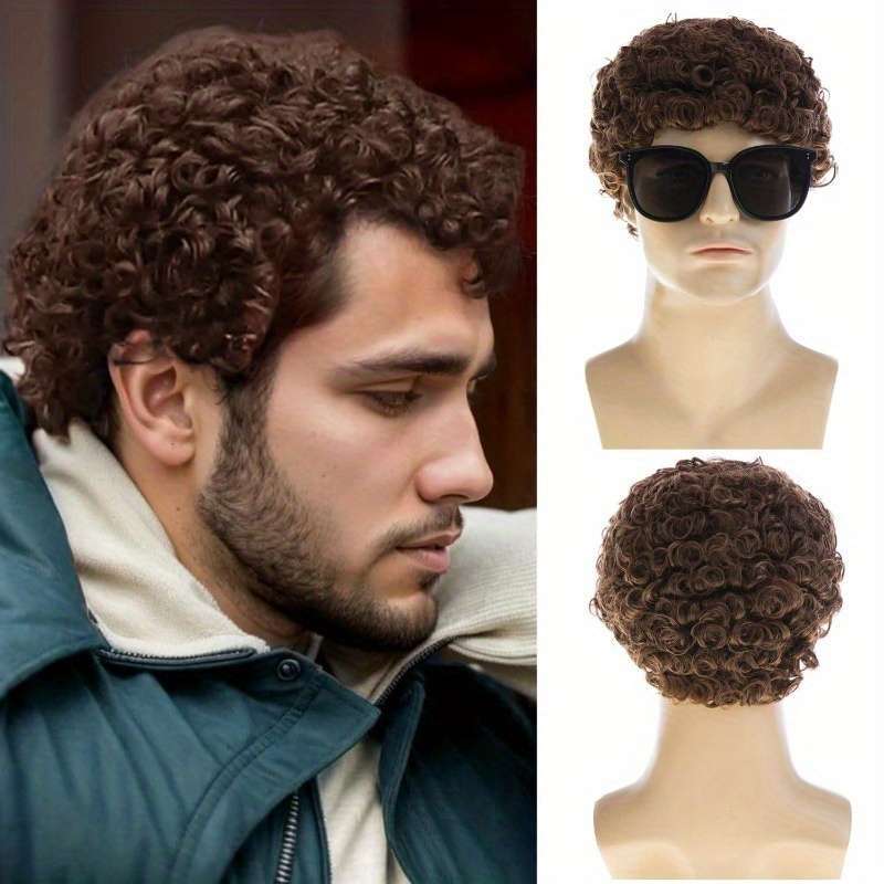 Dark Brown Mens Wigs Hair Length 10.16Cm