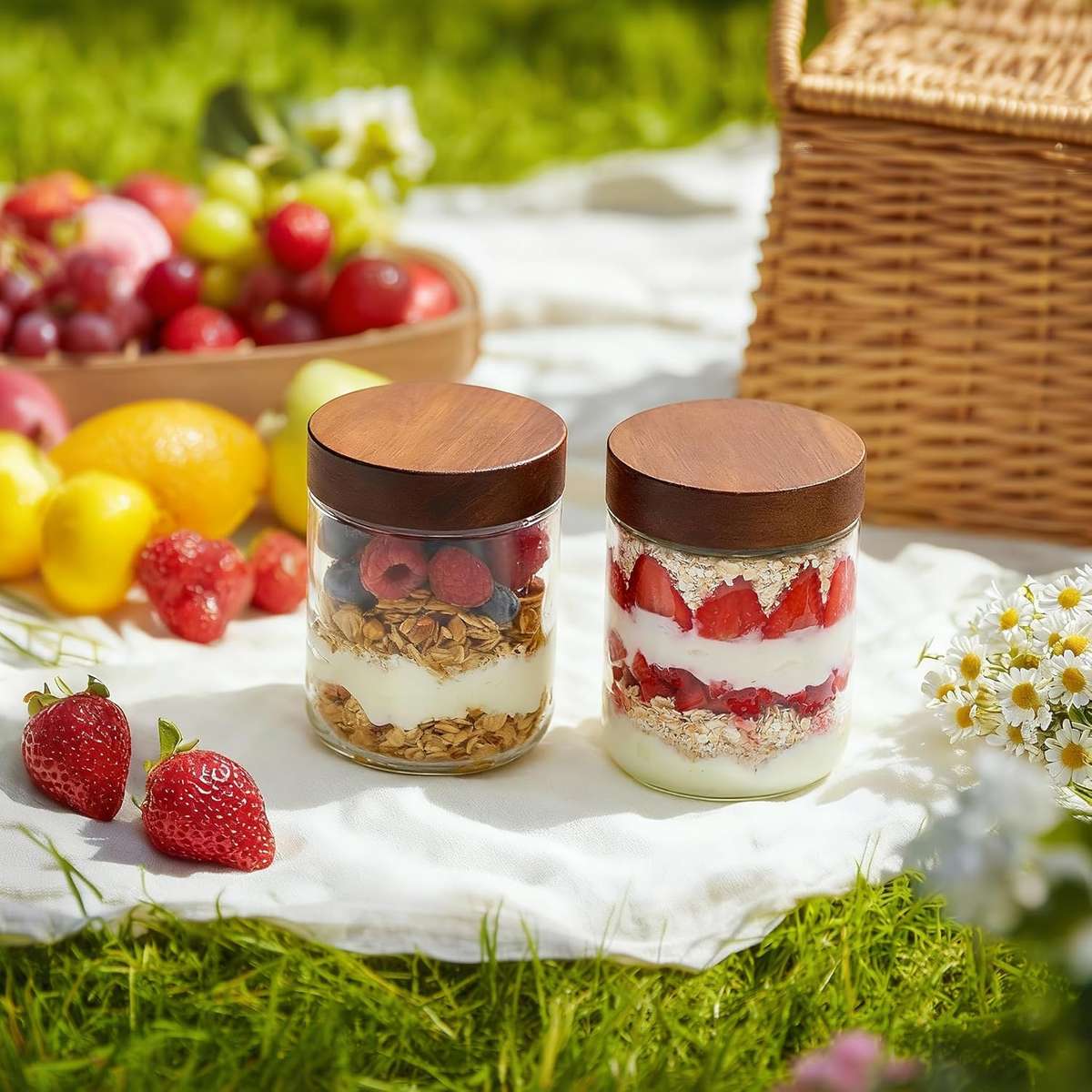 Sealed Jar Color Acacia Lid2Pcs