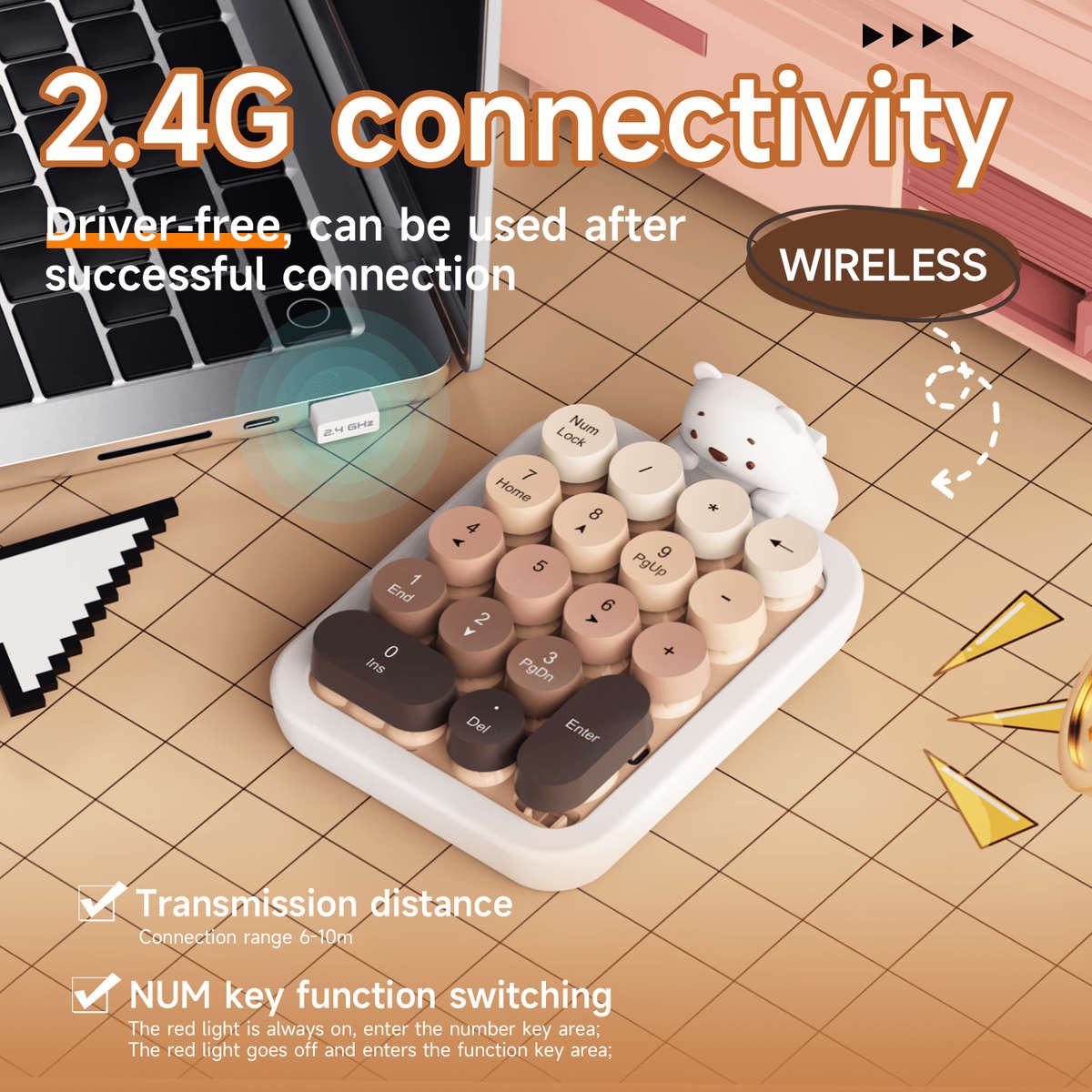 AJAZZ 18-Key Wireless Keyboard Brown