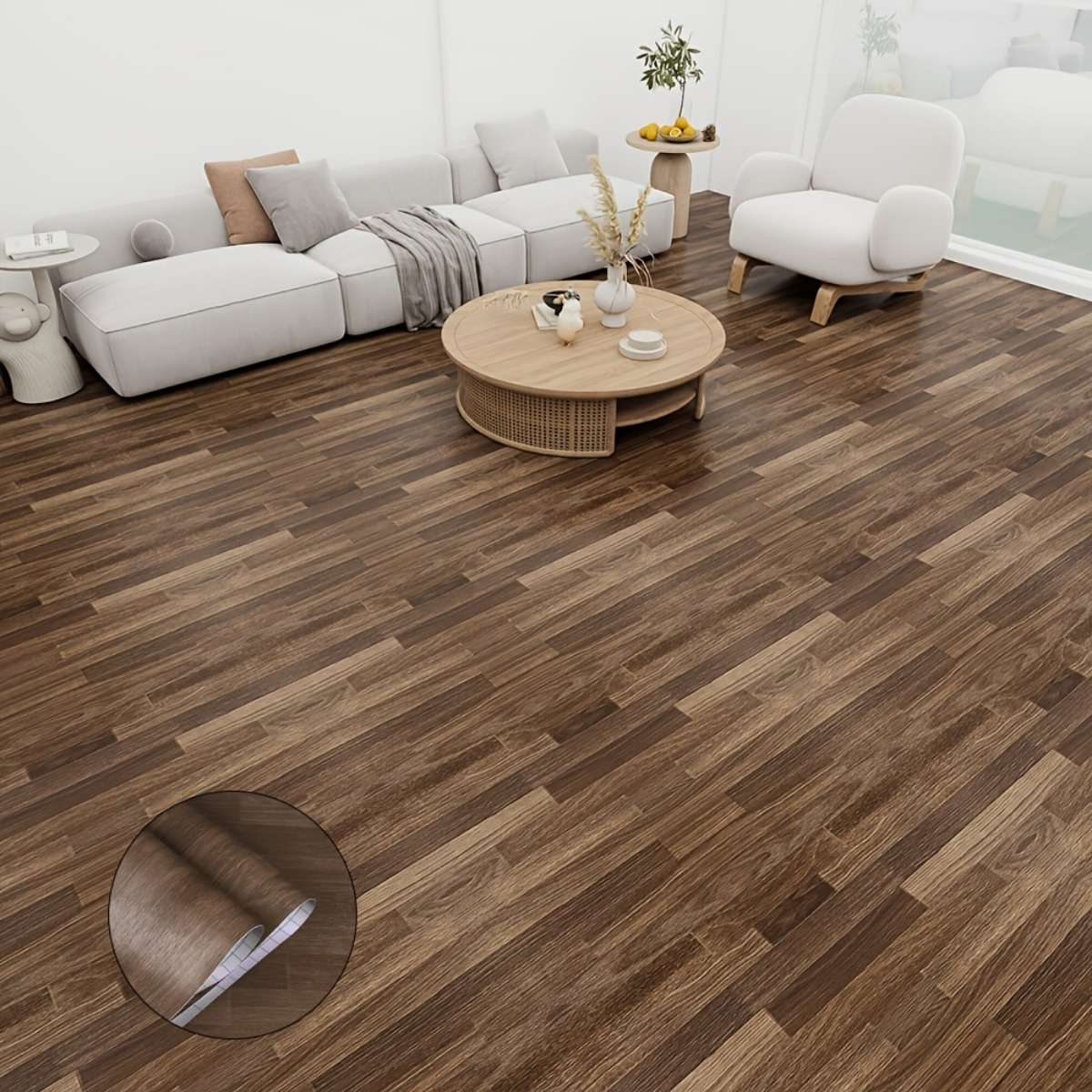 Self Adhesive Floor Stickers Parquet Walnut 40Cm*500Cm