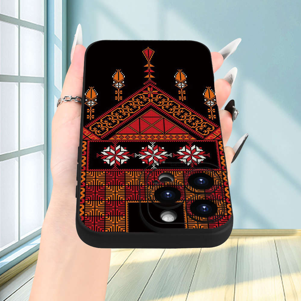1Pc Black For iPhone 16e African Style Geometric Phone Case