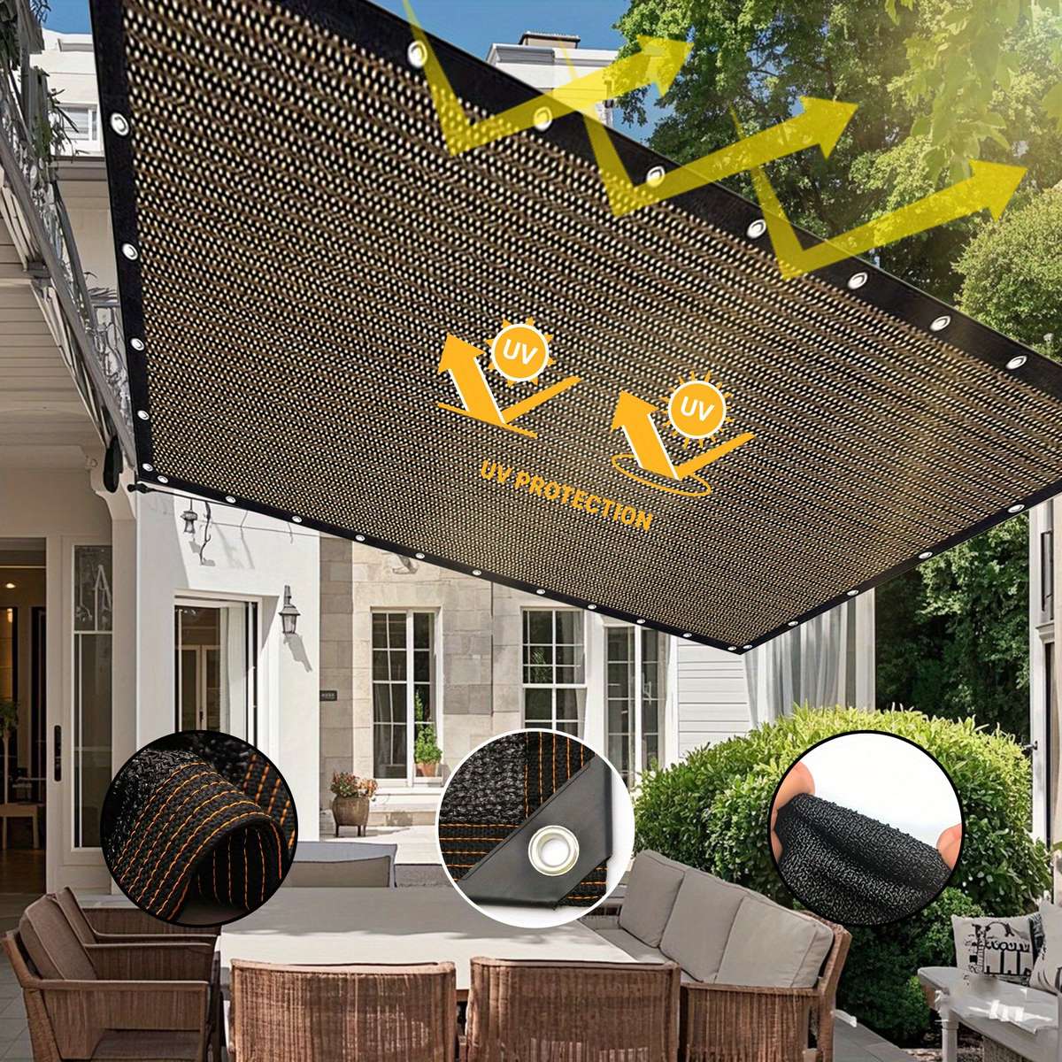 Uv Blocking Shade Cloth Mesh For Backyard Brown