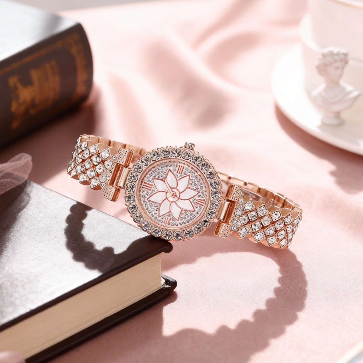 6Pcs Quartz Women Watch Jewelry Includes Necklace Ring Earrings