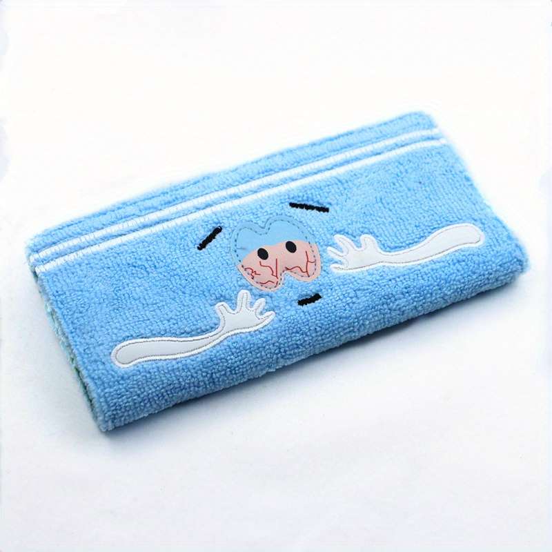 Sky Blue Cartoon Plush Zip Wallet Large Capacity Card Holder With Smiling Face Design Soft S