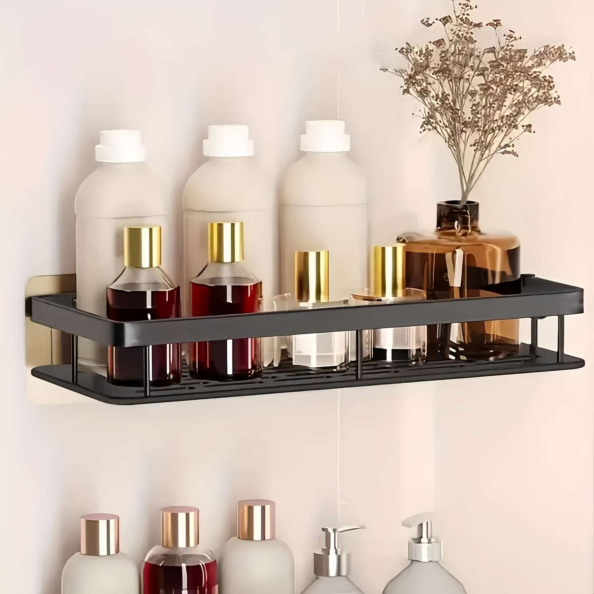 Bathroom Storage Rack Size 2 Wall Hooks  Shelf
