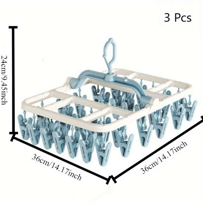 Clothes Rack 3Pack Light Blue 40 Clips