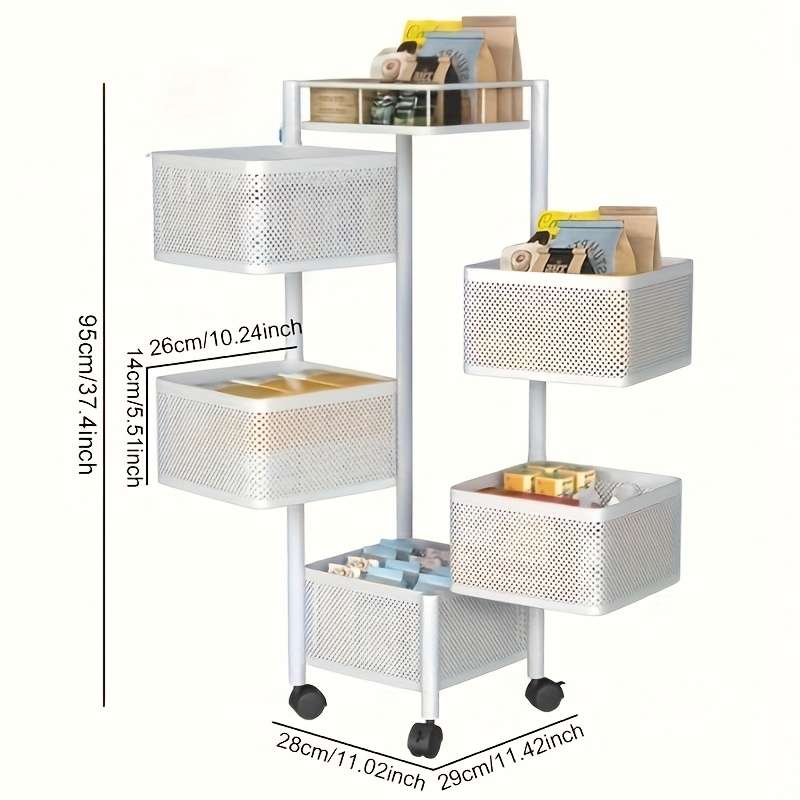 Bathroom Storage Rack Color Metal White 5Layer Rotation