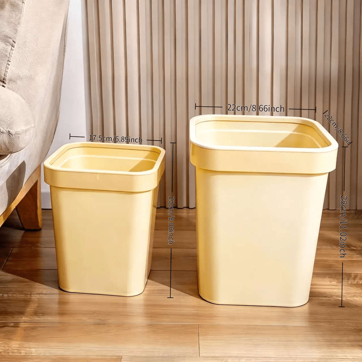 Garbage Can Color Square Press Ring Milk White Small Size 7L