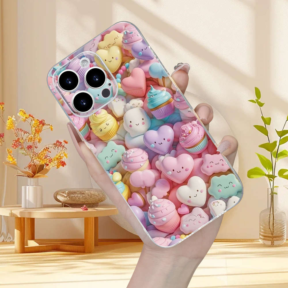 1Pc Transparent For iPhone 7 Plus Heart Shaped Pattern Phone Case